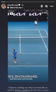 Stuart Broad's remark to the Djokovic-Smith tennis exchange.